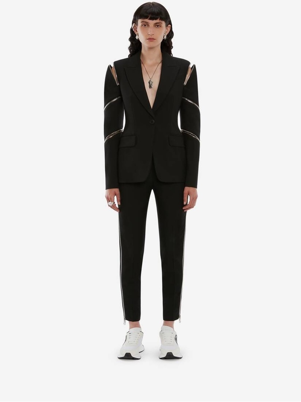 Alexander McQueen Black Wool Zip-Detail Skinny Leg Pants – Size XS / IT 38